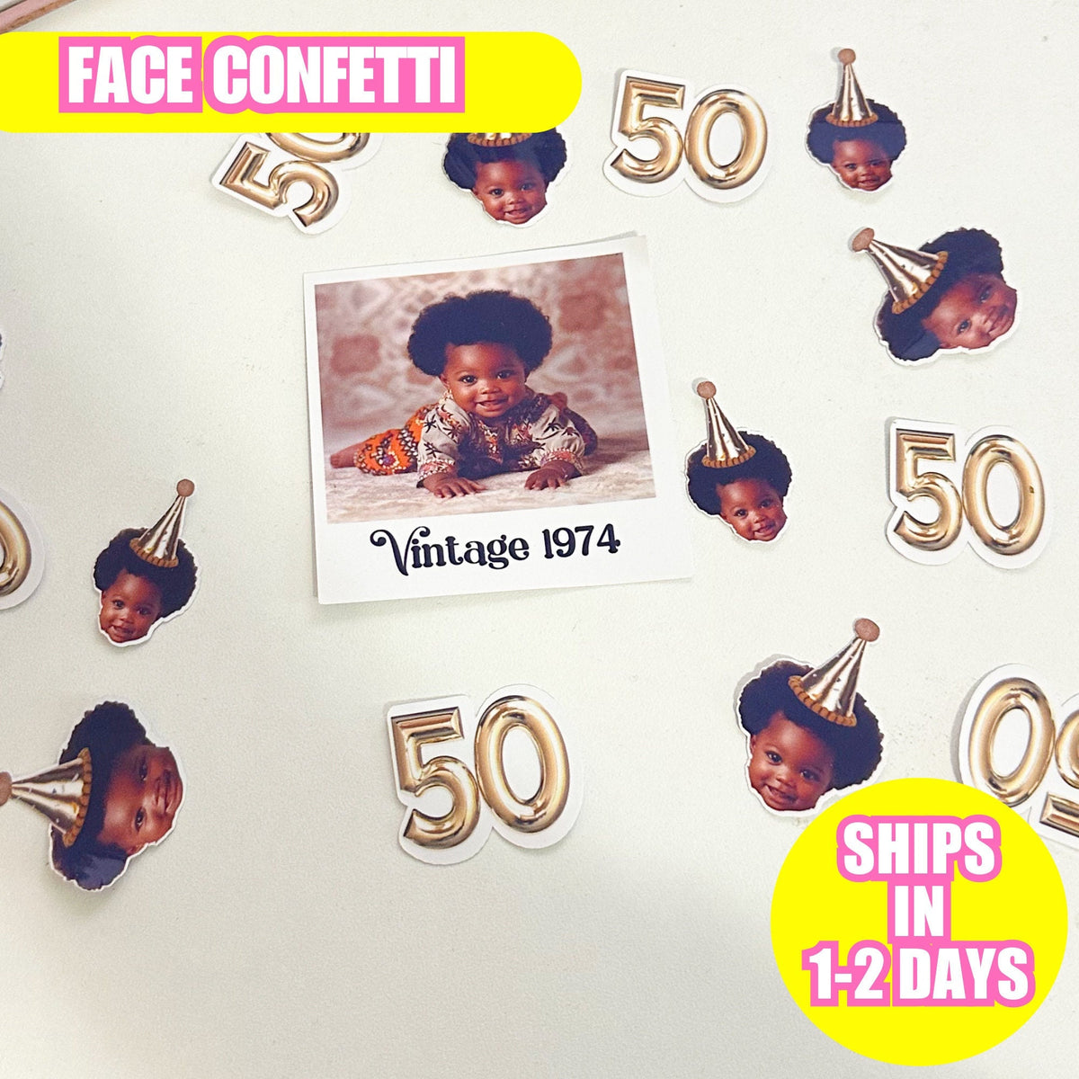 Custom FACE Confetti Face Stickers , PHOTO CONFETTI, Party Decor