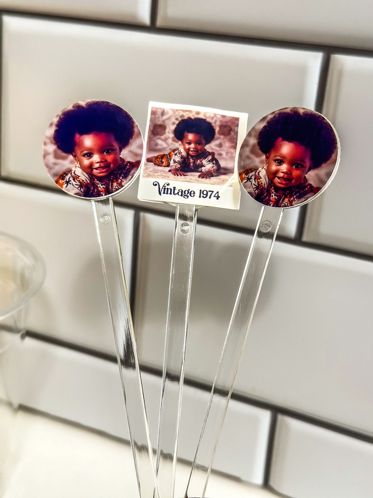 Personalized CUSTOM drink STIRRERS, DOUBLE sided, Face, Logo, pets. Great items for weddings, birthdays and more