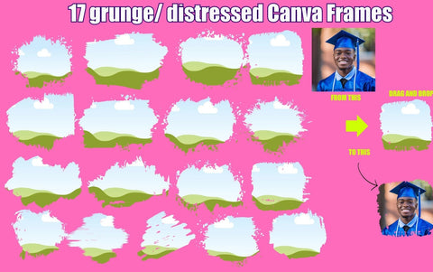 Grunge Distressed Edge Canva Frames ,  Canva template, Drag and Drop Frames